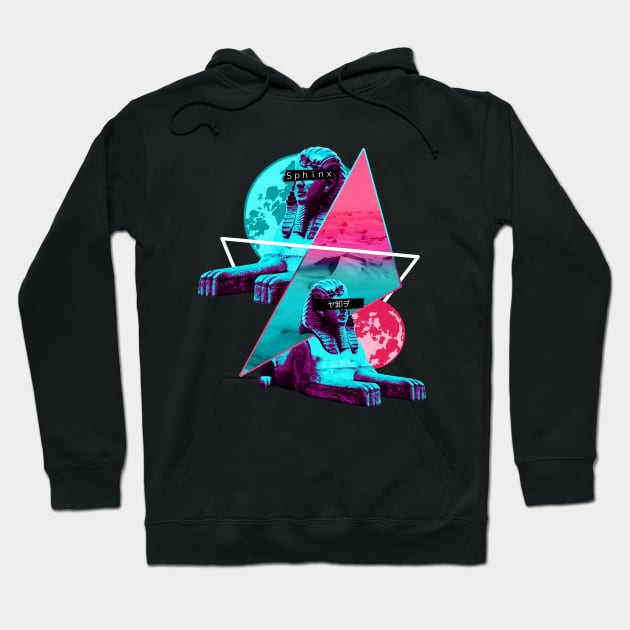 Vaporwave Sphinx Pyramids Moons Hoodie by EPDesignStudio